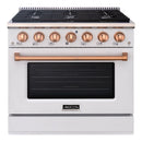 Akicon 36" Stainless Steel Range Hood with 600 CFM Insert & 6-Burner Gas Range Combo – Powerful Ventilation, Convection Oven, Multiple Finishes