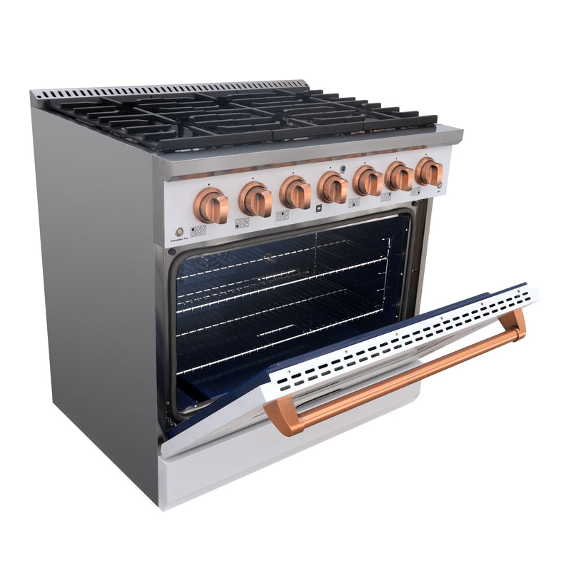 36" Slide-in Freestanding Professional Style Gas Range with 5.2 Cu. Ft. Oven, 6 Burners - AK-JK36A1-W