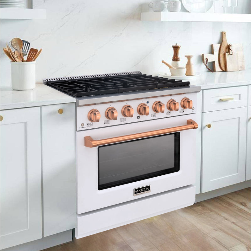 36" Slide-in Freestanding Professional Style Gas Range with 5.2 Cu. Ft. Oven, 6 Burners - AK-JK36A1-W