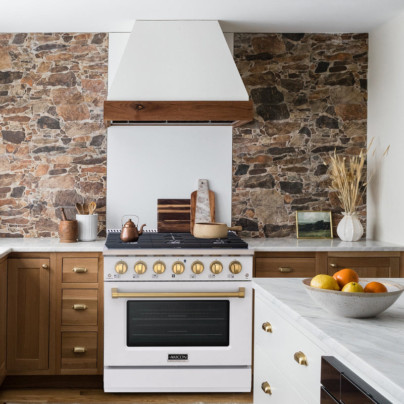 36" Slide-in Freestanding Professional Style Gas Range with 5.2 Cu. Ft. Oven, 6 Burners - AK-JK36A1-W