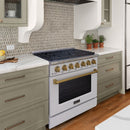 36" Slide-in Freestanding Professional Style Gas Range with 5.2 Cu. Ft. Oven, 6 Burners - AK-JK36A1-W