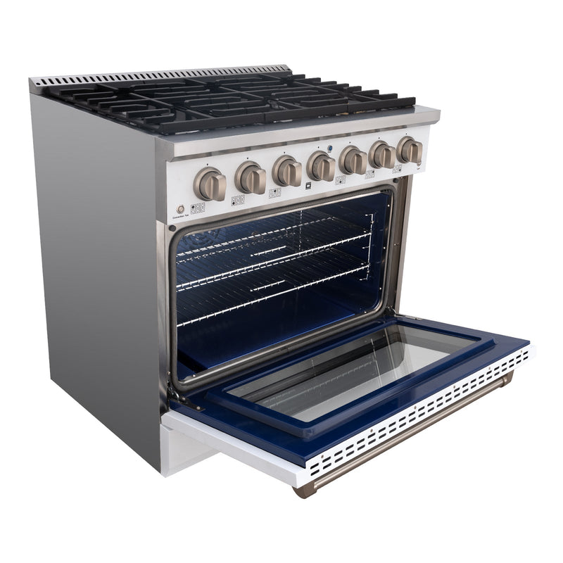 36" Slide-in Freestanding Professional Style Gas Range with 5.2 Cu. Ft. Oven, 6 Burners - AK-JK36A1-W