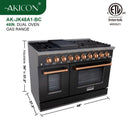48" Slide-in Freestanding Professional Style Gas Range with 6.7 Cu. Ft. Oven, 8 Burners, AK-JK48A1-B by Akicon - Handmade