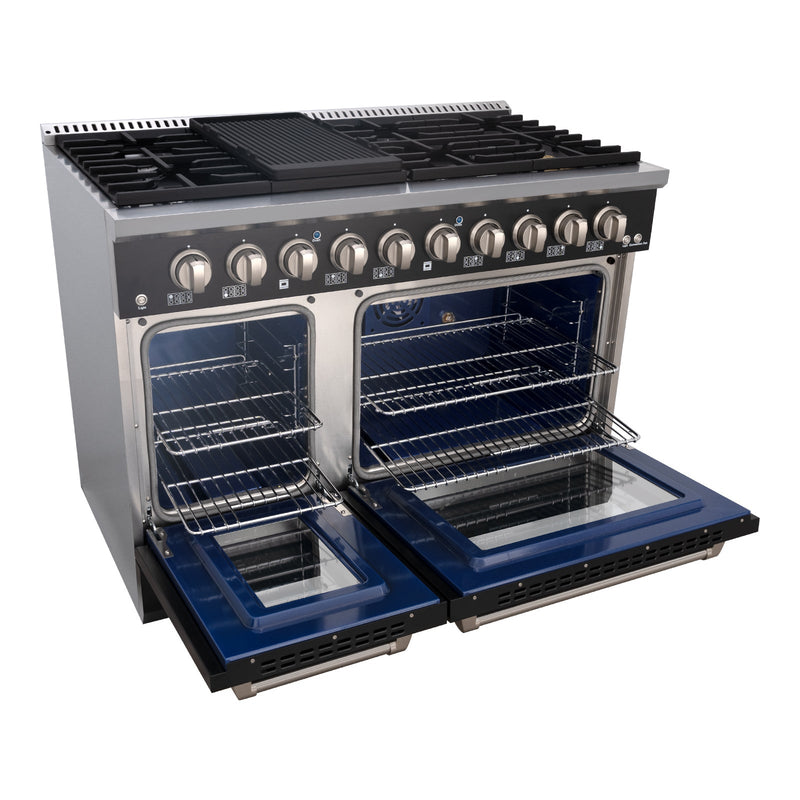 48" Slide-in Freestanding Professional Style Gas Range with 6.7 Cu. Ft. Oven, 8 Burners, AK-JK48A1-B