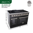48" Slide-in Freestanding Professional Style Gas Range with 6.7 Cu. Ft. Oven, 8 Burners, AK-JK48A1-B