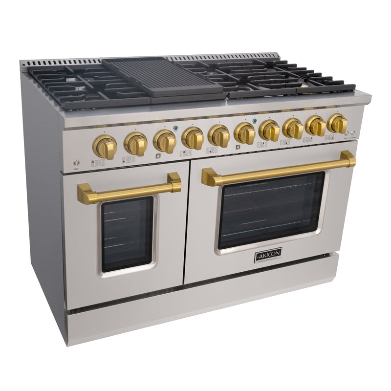 48" Slide-in Freestanding Professional Style Gas Range with 6.7 Cu. Ft. Oven, 8 Burners, AK-JK48A1-S