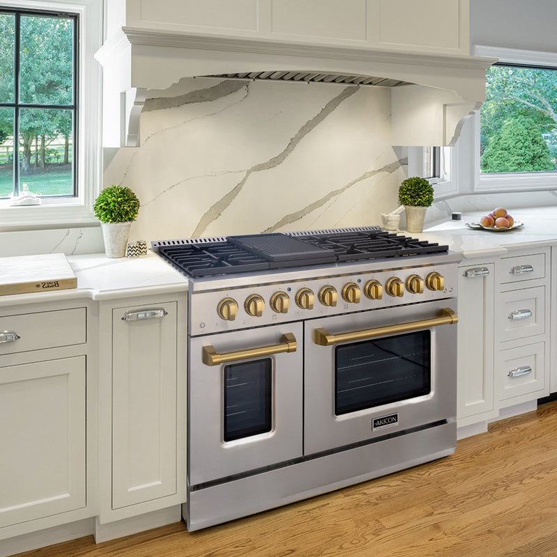 48" Slide-in Freestanding Professional Style Gas Range with 6.7 Cu. Ft. Oven, 8 Burners, AK-JK48A1-S