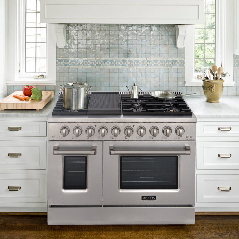 48" Slide-in Freestanding Professional Style Gas Range with 6.7 Cu. Ft. Oven, 8 Burners, AK-JK48A1-S