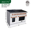 48" Slide-in Freestanding Professional Style Gas Range with 6.7 Cu. Ft. Oven, 8 Burners, AK-JK48A1-W