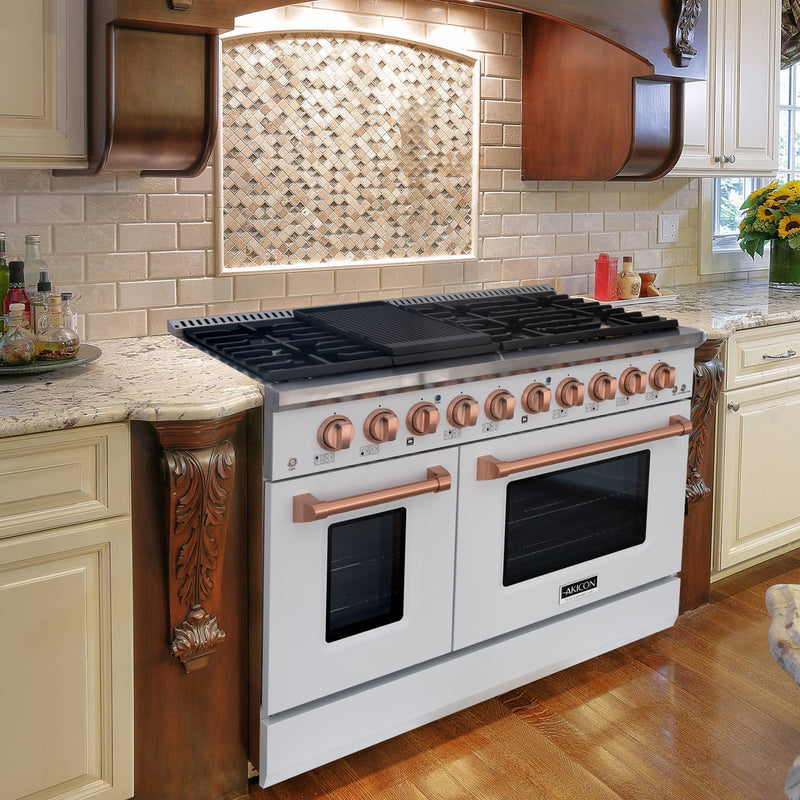 48" Slide-in Freestanding Professional Style Gas Range with 6.7 Cu. Ft. Oven, 8 Burners, AK-JK48A1-W