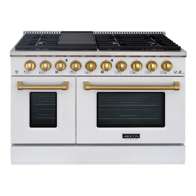 48" Slide-in Freestanding Professional Style Gas Range with 6.7 Cu. Ft. Oven, 8 Burners, AK-JK48A1-W