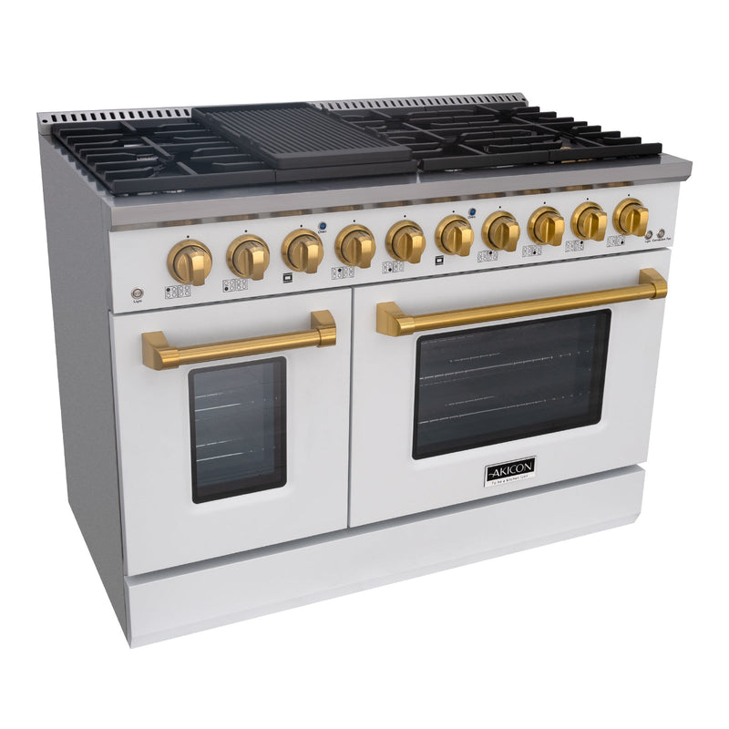 48" Slide-in Freestanding Professional Style Gas Range with 6.7 Cu. Ft. Oven, 8 Burners, AK-JK48A1-W