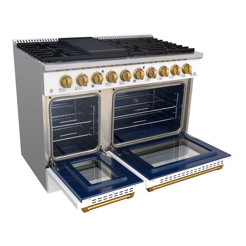 48" Slide-in Freestanding Professional Style Gas Range with 6.7 Cu. Ft. Oven, 8 Burners, AK-JK48A1-W