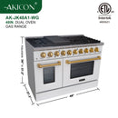 48" Slide-in Freestanding Professional Style Gas Range with 6.7 Cu. Ft. Oven, 8 Burners, AK-JK48A1-W by Akicon - Handmade