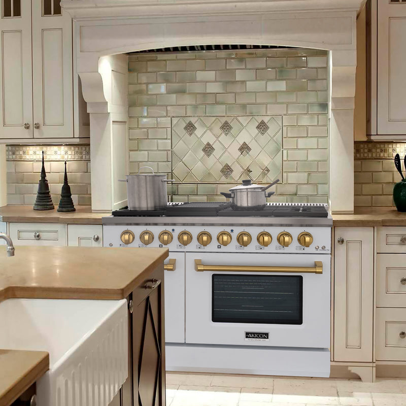 48" Slide-in Freestanding Professional Style Gas Range with 6.7 Cu. Ft. Oven, 8 Burners, AK-JK48A1-W