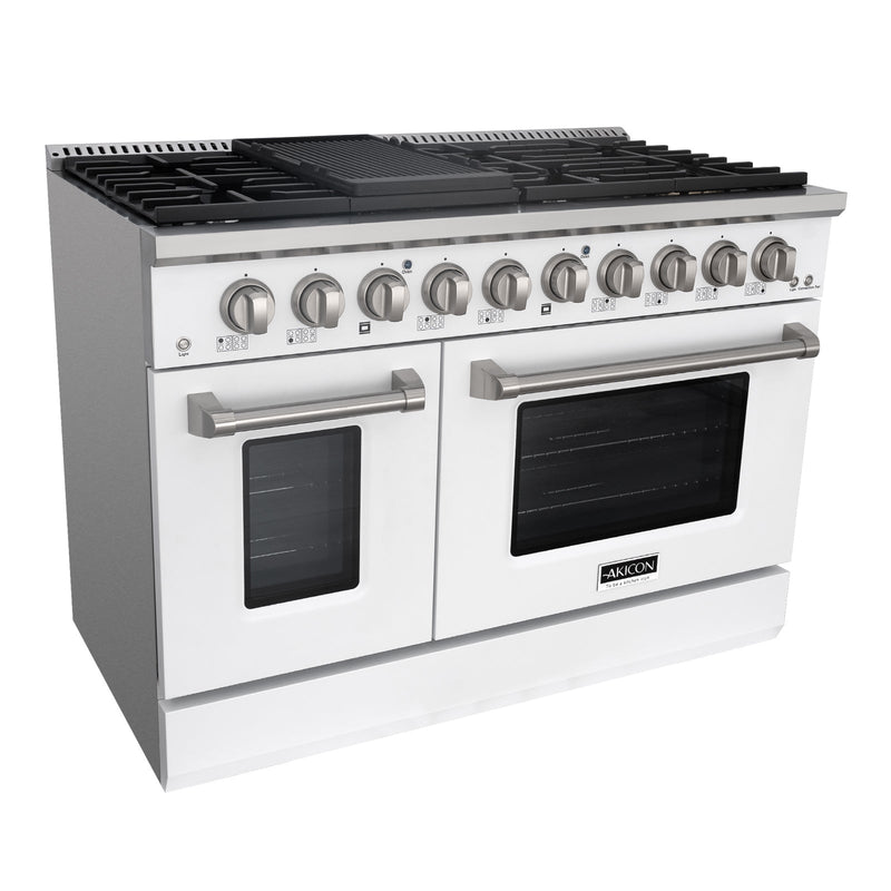 48" Slide-in Freestanding Professional Style Gas Range with 6.7 Cu. Ft. Oven, 8 Burners, AK-JK48A1-W