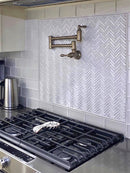 White 12x12 Glossy Matte Herringbone Glass Mosaic Tile (5 pack, 4.83 sq ft/case) - Sample