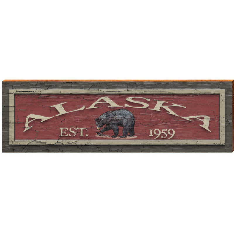 Alaska Black Bear Red Est. 1959 | Wall Art Print on Real Wood
