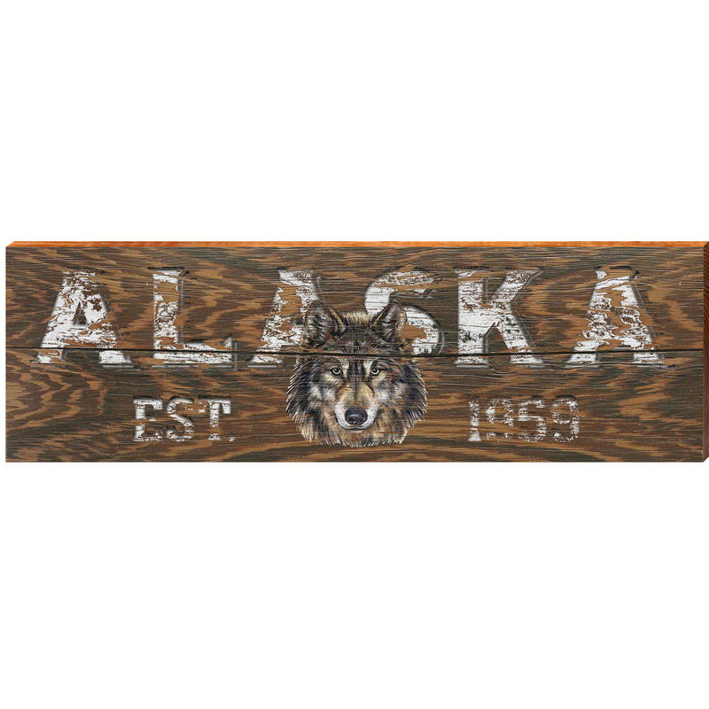 Alaska Wolf Est. 1959 | Wall Art Print on Real Wood