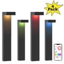 ALPR19 4-Pack 3W RGBCW Bluetooth Smart LED Landscape Pathway Light Package, 9-15V Low Voltage Modern Path Lights