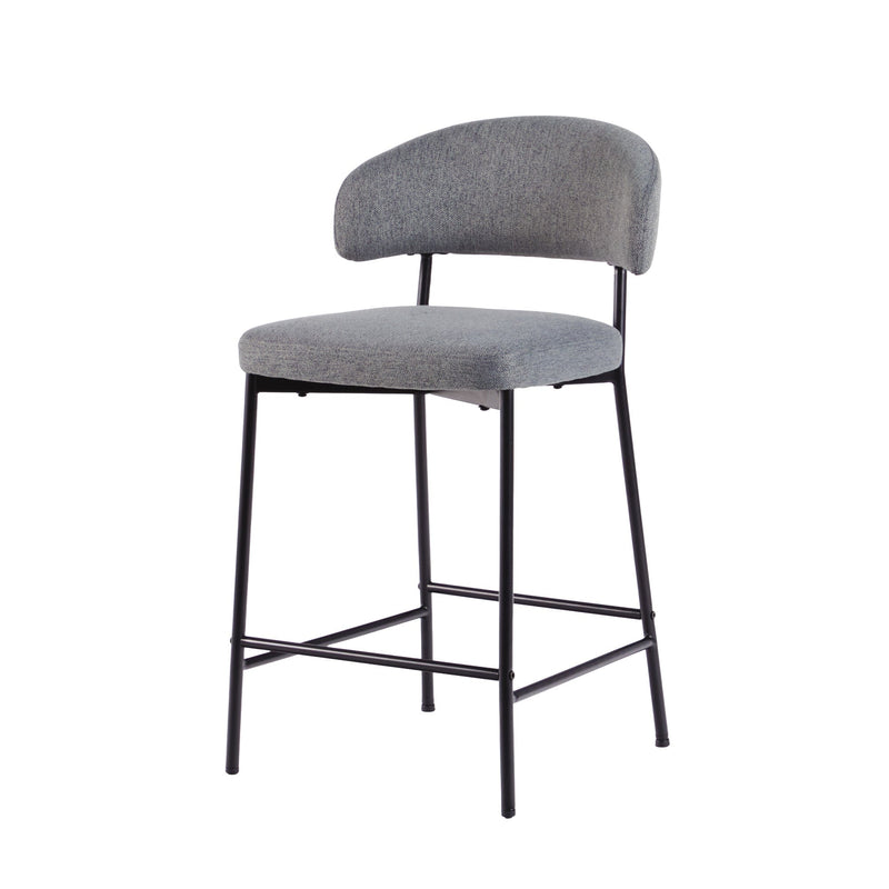 Alexis Modern Upholstered Curved Bar Stool, Set of 2