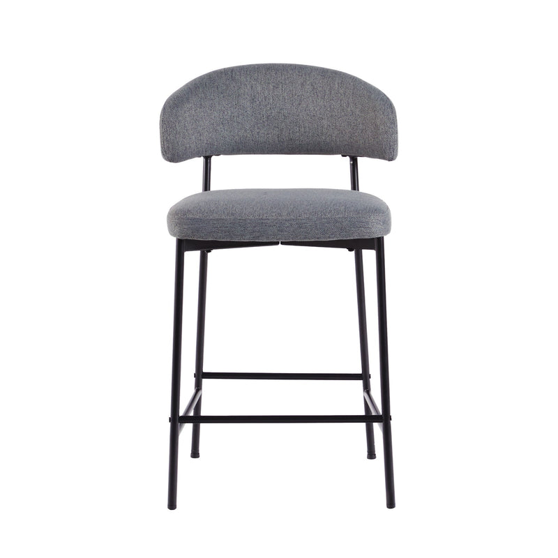 Alexis Modern Upholstered Curved Bar Stool, Set of 2