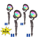 ALSR03 4-Pack RGB LED Landscape Aluminum Spotlights Package, 12W Low Voltage 12V Directional Outdoor Landscape Lighting