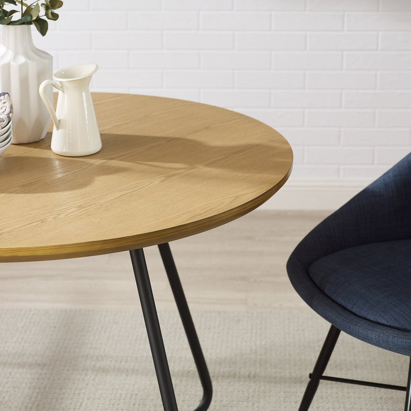 Alex 40" Modern Veneer and Metal Round Dining Table