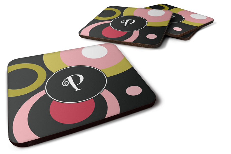 Set of 4 Monogram - Retro in Black Foam Coasters