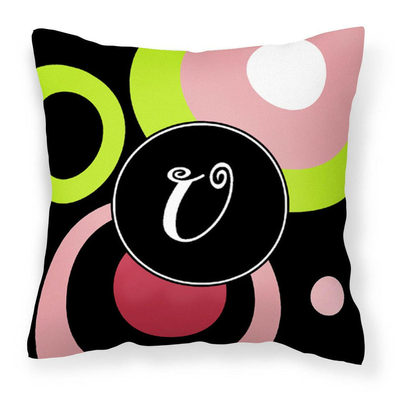 Letter U Monogram - Retro in Black Fabric Decorative Pillow AM1002-UPW1414