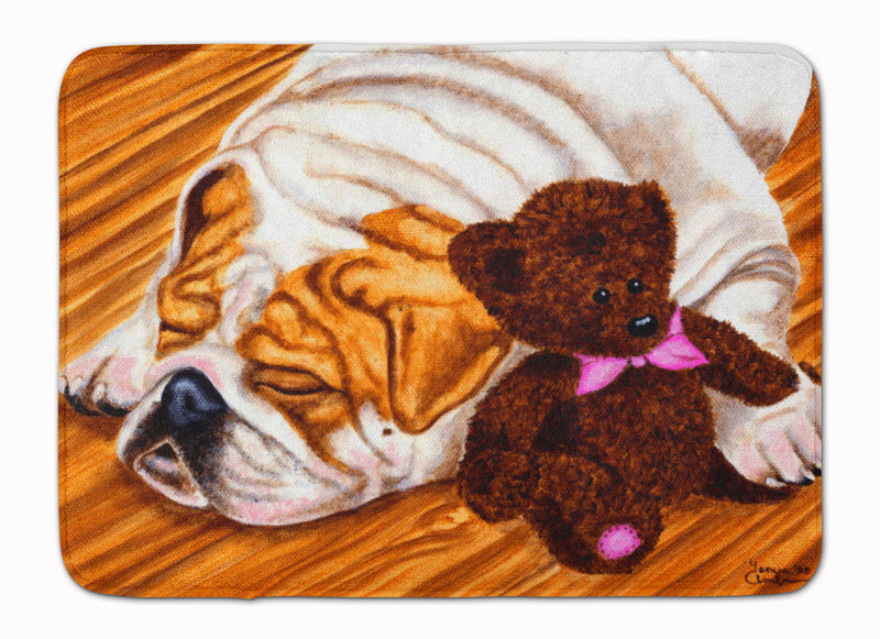 English Bulldog and Teddy Bear Machine Washable Memory Foam Mat AMB1003RUG