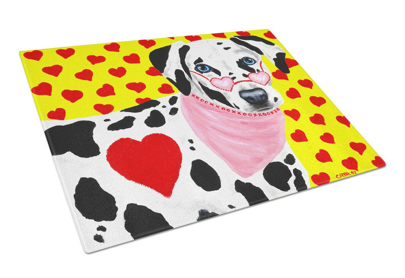 Hearts and Dalmatian Glass Cutting Boards – Durable, Decorative Kitchen Art Large AMB1116LCB