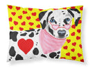Hearts and Dalmatian Fabric Standard Pillowcase – Artistic Decorative Front, White Back AMB1116PILLOWCASE