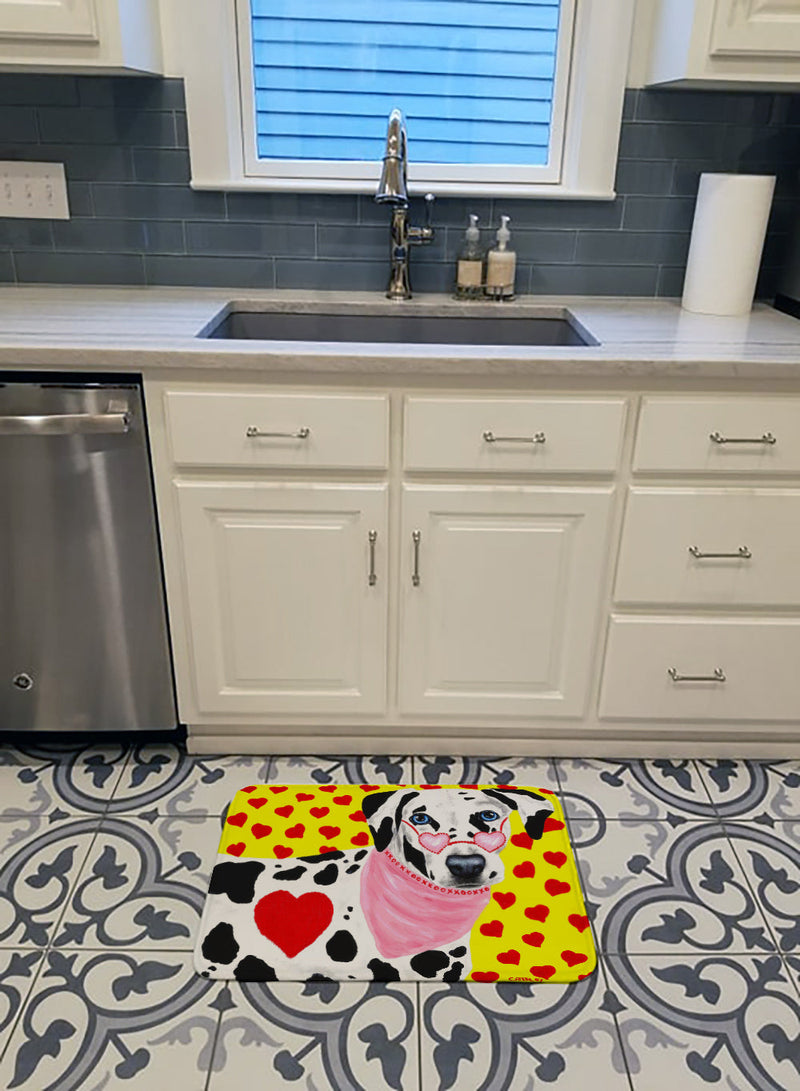 Hearts and Dalmatian Machine Washable Memory Foam Mat AMB1116RUG