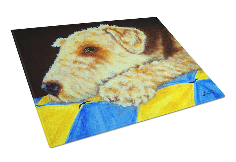 Airedale Terrier Momma's Quilt Glass Cutting Board Large AMB1174LCB