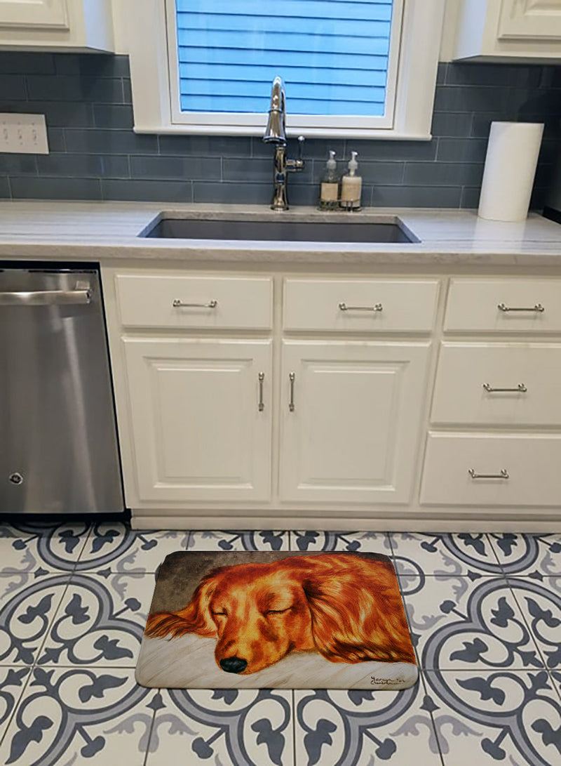 Red Longhaired Dachshund Machine Washable Memory Foam Mat AMB1202RUG