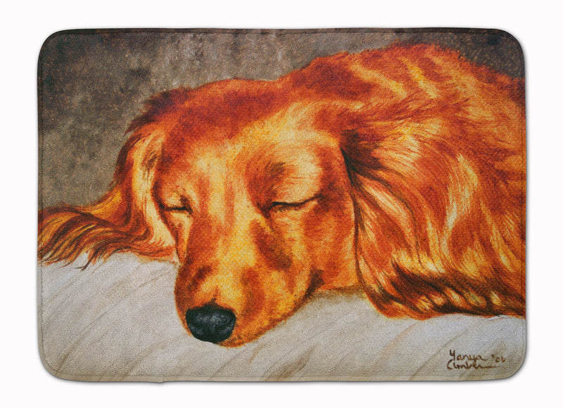 Red Longhaired Dachshund Machine Washable Memory Foam Mat AMB1202RUG