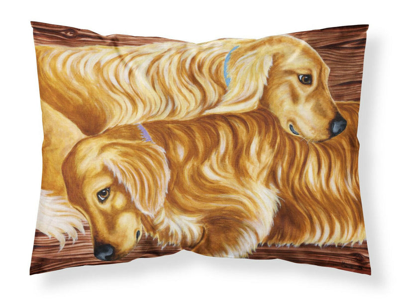 Zeus and Chloie the Golden Retrievers Fabric Standard Pillowcase AMB1387PILLOWCASE