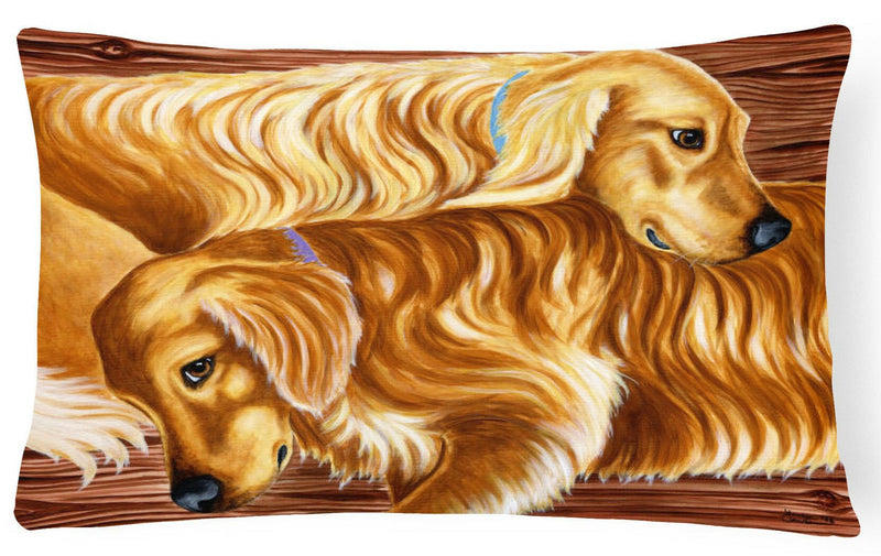 Zeus and Chloie the Golden Retrievers Fabric Decorative Pillow AMB1387PW1216