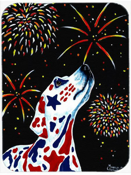 For our Heros Fireworks Patriotic Dalmatian Glass Cutting Board Large AMB1451LCB