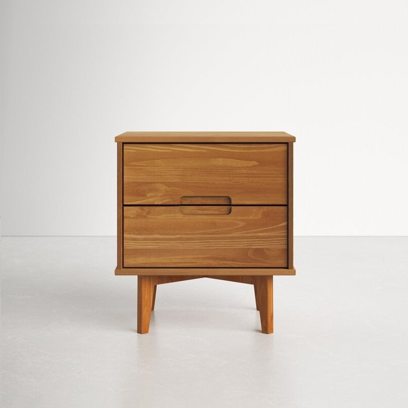 FarmHouse 2 Drawer Solid Wood Nightstand Medium Brown, photo 2 of 5