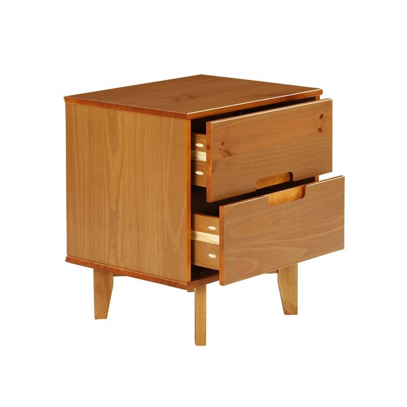 FarmHouse 2 Drawer Solid Wood Nightstand Medium Brown, photo 5 of 5