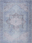 Ice Blue Flat Pile Washable Rug - Clearance