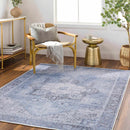 Ice Blue Flat Pile Washable Rug - Clearance