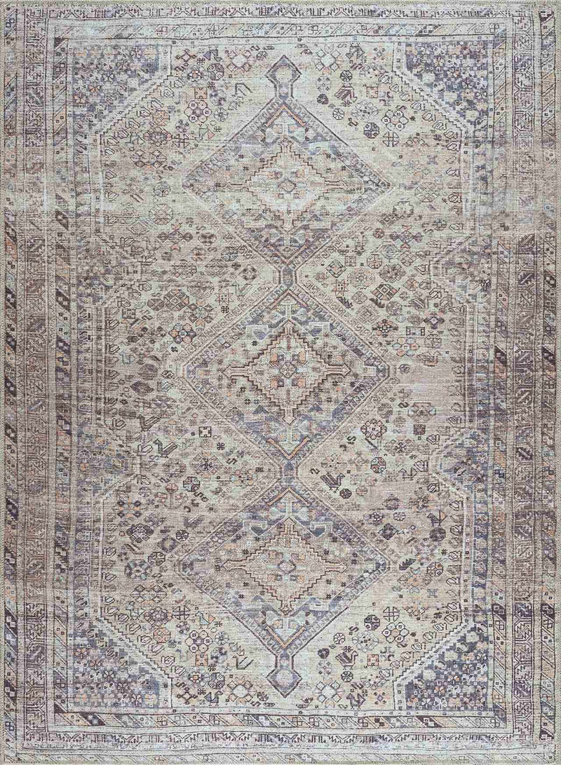 Barny Tan Flat Pile Washable Area Rug