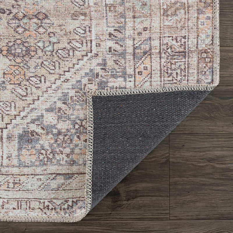 Barny Tan Flat Pile Washable Area Rug