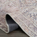 Barny Tan Flat Pile Washable Area Rug