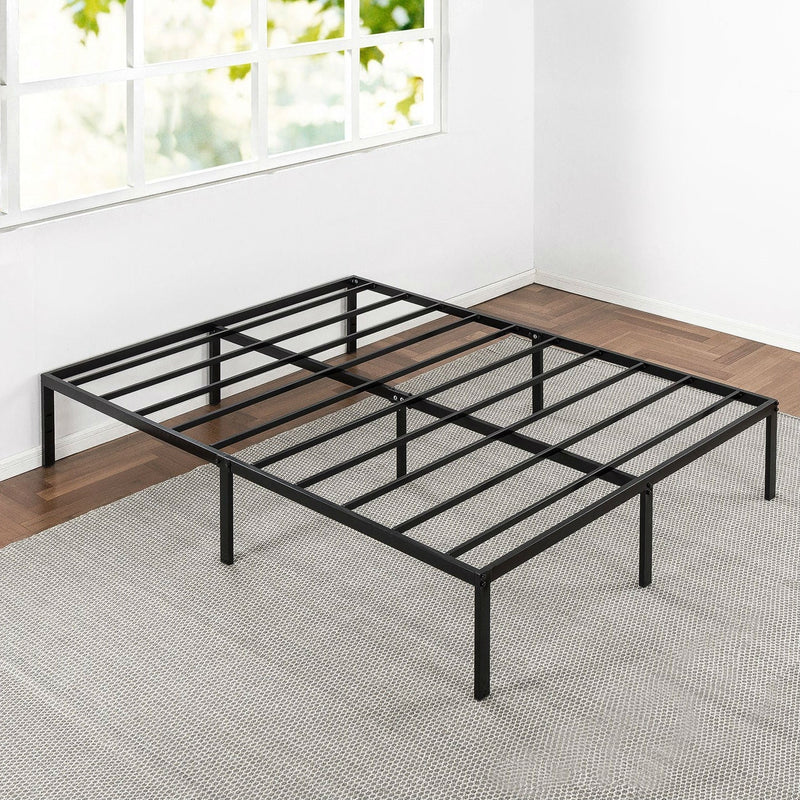 Queen size Sturdy Black Metal Platform Bed Frame with Headboard Attachments, photo 2 of 4