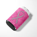 Pink Ribbon for Breast Cancer Awareness Can or Bottle Hugger Cooler Sleeve for Standard 12 oz Cans, Insulated Foam Beer & Soda Can Hugger Reusable
