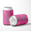 Pink Ribbon for Breast Cancer Awareness Can or Bottle Hugger Cooler Sleeve for Standard 12 oz Cans, Insulated Foam Beer & Soda Can Hugger Reusable